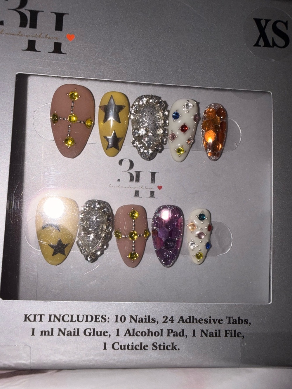 3H Embellished Press-On Nail Set - Multi Color
